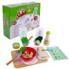 Jouet Cuisine en Bois Enfant, Dînette Enfant Accessoire Jeux de Cuisine, Aliments Cuisine Salade Barbecue Sandwich Jouet à Co