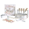 Jouet Cuisine en Bois Enfant, Dînette Enfant Accessoire Jeux de Cuisine, Aliments Cuisine Salade Barbecue Sandwich Jouet à Co