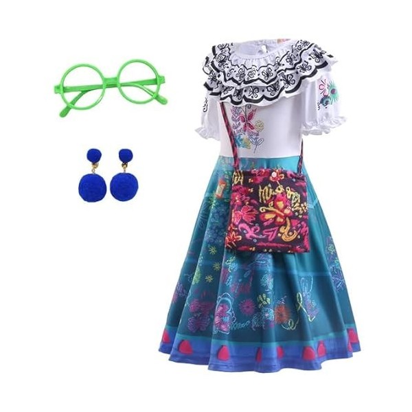 BanKids Encanto - Costume Isabella - Pour fille - Madrigal - Cosplay - Tenue danniversaire - Halloween - Avec poche - Couron