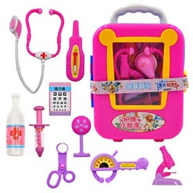 MSHK Pièces Jouet Medical Malette Valise Docteur Enfant Jouet Costume Cosplay Jeu Dimitation Médicale Educatif Cadeau