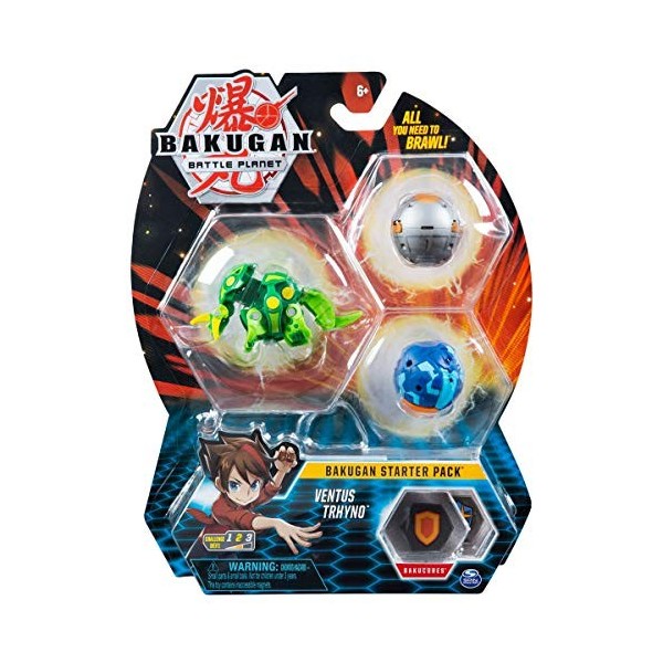 Bakugan Lot de 3 Figurines Ventus Trhyno à Collectionner pour 6 Ans et Plus