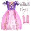 Eleasica Fille Robe de Princesse Raiponce Costume Manches Courtes Bouffante Cadeau danniversaire Fête Déguisements Doux Cosp