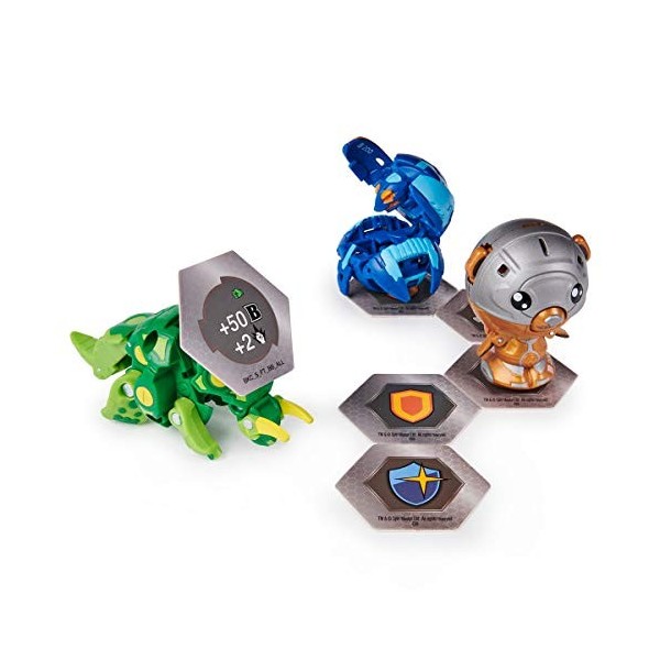 Bakugan Lot de 3 Figurines Ventus Trhyno à Collectionner pour 6 Ans et Plus