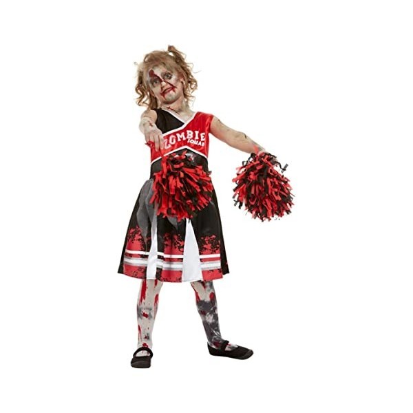 Smiffys Costume pom girl zombie, Fille, 51079M, Rouge, M-7-9 Years