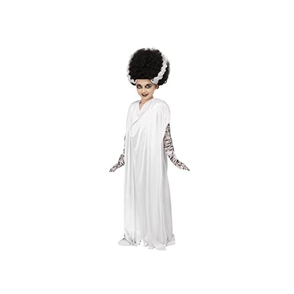 Smiffys 51617S Costume de monstres de la mariée de Frankenstein, sous licence officielle, pour fille, blanc, taille S 4-6 ans