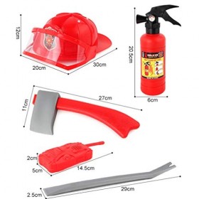 PRETYZOOM Pompiers Cosplay Costume pour Enfants Accessoires de Jeux de Rôle Équipement de Pompier Ensemble pour Enfants 6 Pcs