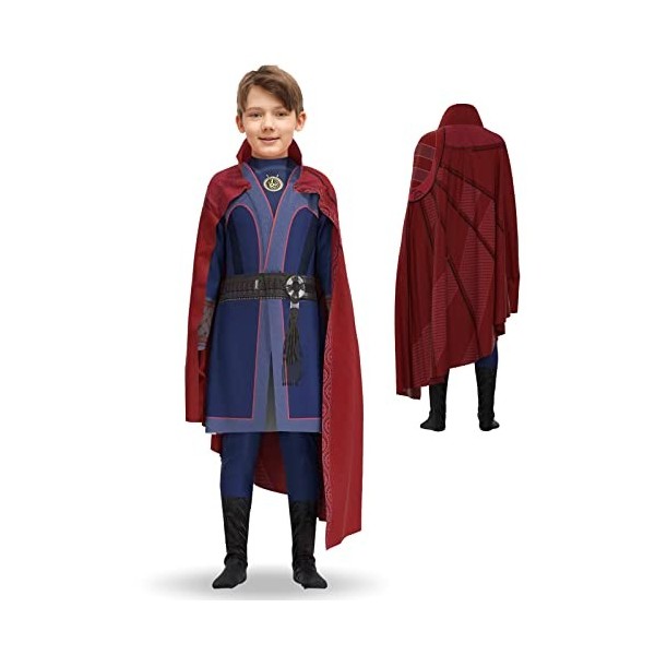 AENEY Costume de super-héros étrange 2022 pour enfants, combinaison de luxe à col rouge, cape pour Halloween, cosplay, fête c