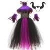 IMEKIS Fille Sorcière Maléfique Costume Gothique Diable Reine Vampire Habillée Fantaisie Halloween Carnaval Cosplay Robe Plum