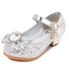 New front Fille Haute Qualité Chaussures de Princesse Reine des Neiges Elsa Anna Talon Haut Paillettes Sandales Violet Argent