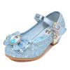 New front Fille Haute Qualité Chaussures de Princesse Reine des Neiges Elsa Anna Talon Haut Paillettes Sandales Violet Argent