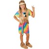 TecTake dressforfun Déguisement pour fille Hippie | Robe en couleurs de l’arc-en-ciel | Gilet élégant en imitation daim | inc