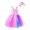 Oyolan Déguisement Sirène Fille Enfant Princesse Robe Lumineuse LED Serre-Tête Bandeau Cosplay Halloween Carnaval Fête Annive