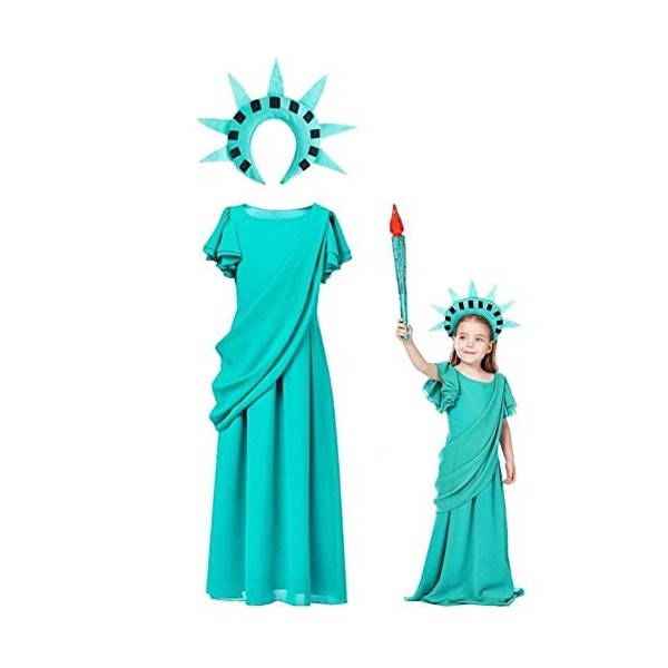 Enfants fête Cosplay tenue américaine Statue de la liberté Cosplay déguisement carnaval fête jeu de rôle vêtements longue rob