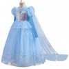 Déguisements Princesse Elsa Anna Robe à Manches Longue Enfant Fille Cosplay Glace Reine des Neige Costume et Accessoires pour