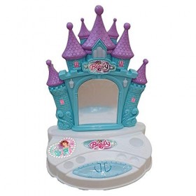 TOY0270/C - Miroir avec lumières et sons - Boucles doreilles - Brosse sèche-cheveux fonctionnelle dans boîte cadeau