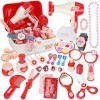 Sanlebi Kit de Maquillage pour Fille Coffrets de Bijoux Pretend Princesse Valise avec 28 Pièces pour 3 Ans Enfants