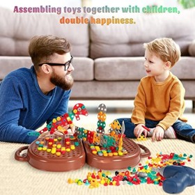 Wisplye Jouet Garcon 3 Ans Mosaique, Jeux de Société Puzzle 3D Construction Enfant Perceuse Électronique&nbsp; Jeu STEM Kit 205Pcs