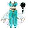 Hamanasu Costume de la Princesse Jasmine pour Les Filles Déguisement de Princesse pour la fête danniversaire Jeu de rôle Ban