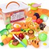 Fegalop 40 Pièces Jouets en Plastique Fruits et Légumes à Découper, Dinette Enfant Accessoire Cuisine Jouet, Chef Jeu de rôle