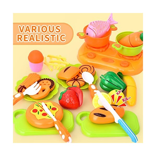 Accessoire Cuisine Enfant, 27 Pièces Chef Jeu de rôle avec, Fruits