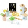 Little Log Ensemble de Jeu de Limonade en Bois pour Enfants Jouets de Nourriture Jouet de Simulation Support de Limonade pour