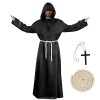 Deguisement Moine Homme Halloween Costume Prêtre Adulte Médiéval Capuche Capot Robe Renaissance avec Croix pour Halloween Cos