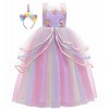 MISS & MR BM Robe Princesse fille, Déguisement Licorne filles, Déguisement Princesse avec corne licorne pour enfants, fête an