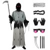 Costume de faucheuse - Costume dHalloween - Robe de Reaper avec capuche - Gants dos - Chaîne - Fausse - Costume de mort - H