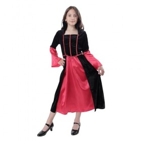 Carnavalife Costume vampire fille vampire royale 3-12 ans, robe gothique comtesse noble reine vampire pour Halloween et carna