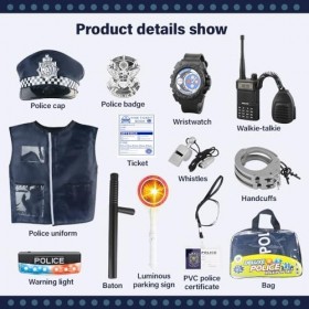 LUFEIS Déguisement Policier Enfant, 13PCS Costume Policier Enfant, Police Deguisement Enfant, Policier Costume Accessoires, P