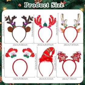 Sinmoe 6 Pièces Serre-Têtes de Noël Lumineux Bandeau de Costume de Noël Coiffe de Noël LED Cerceau de Cheveux de Vacances Cou