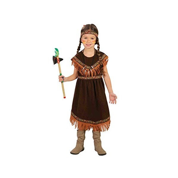 Guirca- Costume pour Fille Indienne pétillante, 82720, Marron, 5-6 Anni 110-115 cm 