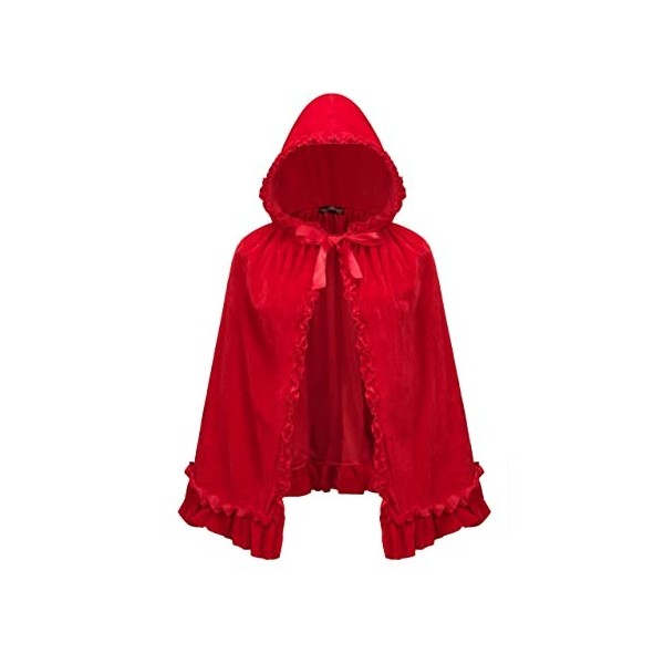 Regenboog Cape de chaperon rouge de 109.2 cm pour femme, cape rouge avec capuche surdimensionnée pour filles, costumes dHall