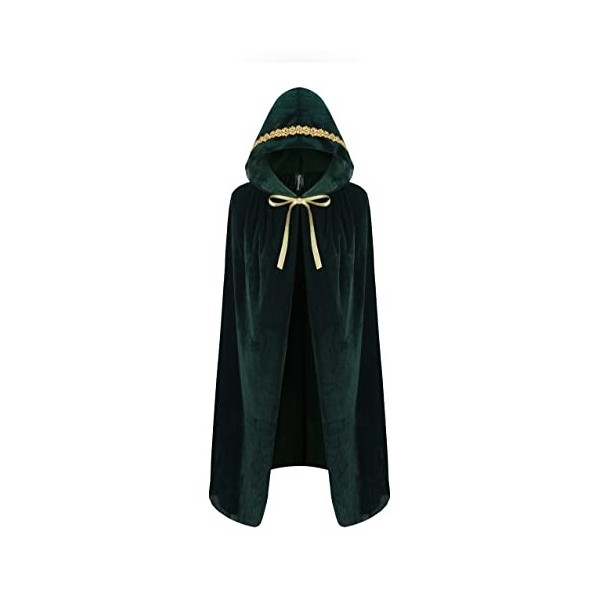 Regenboog Cape en velours vert pour enfants de 58,4 cm avec bordure dorée, cape verte et dorée, costume de Noël, Halloween, m