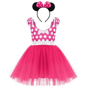 IBTOM CASTLE Costume princesse à pois petite fille - Costume mariage, baptême, anniversaire, tutu - Avec nœud papillon - dans