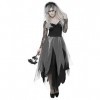 Graveyard Bride Costume, Black, with Dress & Rose Veil, PLUS X2 