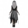 Graveyard Bride Costume, Black, with Dress & Rose Veil, PLUS X2 