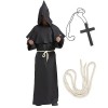 BIQIQI Deguisement Moine, Deguisement Halloween Homme Prister Robe Frère Médiéval Capot Encapuchonné Renaissance Moine Costum