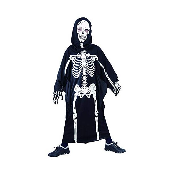 Magicoo Costume de zombie squelette pour enfant avec capuche et masque Noir et blanc