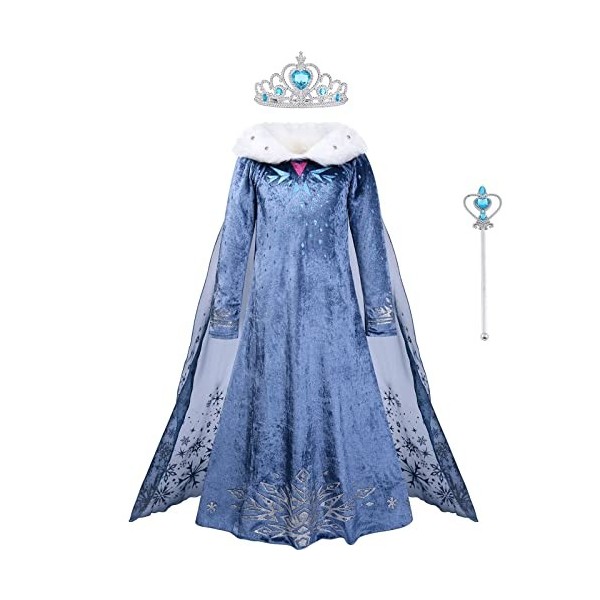 ACWOO Anna Costume pour fille, robe de princesse Anna et Elsa avec couronne et baguette magique, costume Elsa pour mariage, c