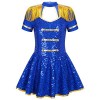 Oyolan Déguisement Monsieur Loyal Cirque Enfant Fille Robe Danse Paillette Brillant Justaucorps Gymnastique Costume Halloween