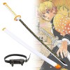 ZYXDDP Épée De Samouraï en Demon Slayer, Épées en Bois Agatsuma Zenitsu Bamboo Katana avec Fourreau, 76cm/104cm Épée Jouets p