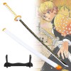 ZYXDDP Épée De Samouraï en Demon Slayer, Épées en Bois Agatsuma Zenitsu Bamboo Katana avec Fourreau, 76cm/104cm Épée Jouets p