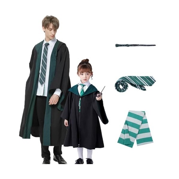 Alaiyaky Costume de magicien pour enfants et adultes - Ensemble de costume Harry Potter - Cape de magicien avec robe de magic