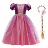 IDOPIP Princesse Raiponce Costume Robe de fête Robe de Fille + Accessoires Cosplay Halloween Noël Partie Carnaval Fête Annive