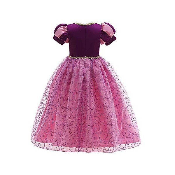 IDOPIP Princesse Raiponce Costume Robe de fête Robe de Fille + Accessoires Cosplay Halloween Noël Partie Carnaval Fête Annive