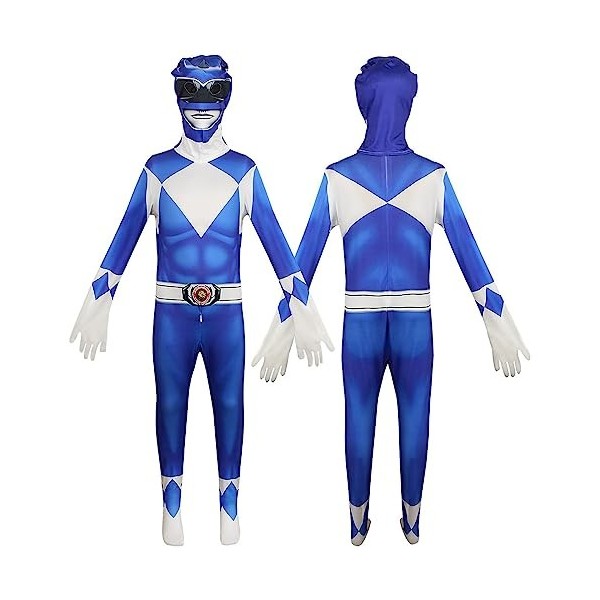 Combinaison Power Rangers pour enfants avec couvre-chef, Costume musculaire Power Rangers Cosplay Costume classique pour enfa
