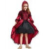 IKALI Costume de vampire victorien filles robe rouge à capuche tenue de fantaisie pour tout-petits pour Halloween fête royale