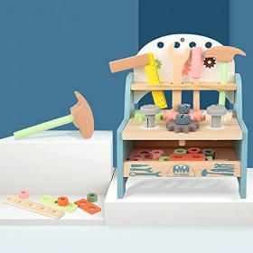 Sharplace Mini Outil de Jeu en Bois écrous détabli, Jeu de Tournevis pour Enfants Tout-Petits Construction Jouet Cadeau pour