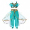 B&M Déguisement Robe de Aladdin Princesse Jasmine pour Enfants Filles - Cosplay Costume De Carnaval dhalloween 7-8 ans